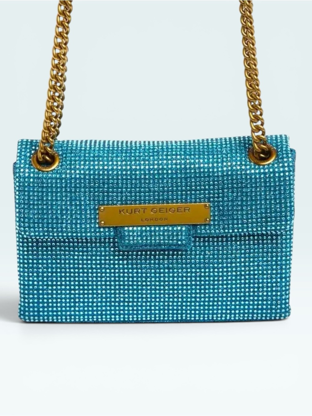 Kurt Geiger NWT Brixton Blue/ Turquoise Crystal-Embellished Shoulder Bag